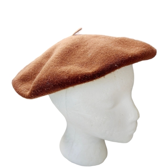 Vintage Wool Beret Chocolate Coco Brown Beanie Cap Hat Preppy Hipster - Picture 6 of 6